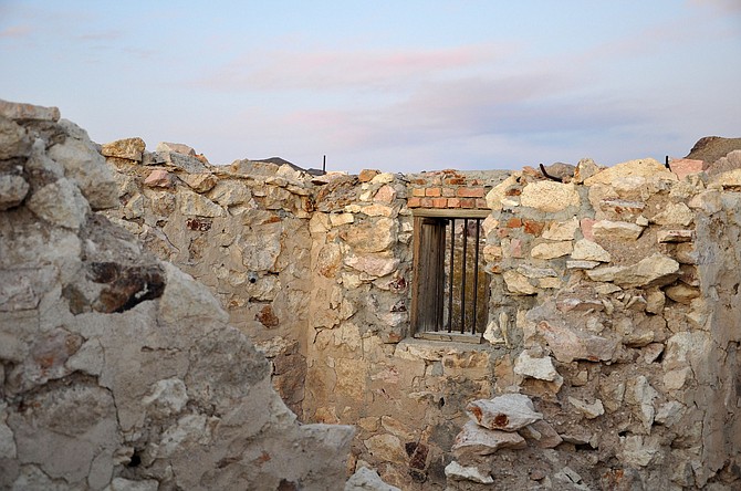 Ruins of the former Bullfrog Jail, one of the few remnants still standing in the old mining camp of Bullfrog.