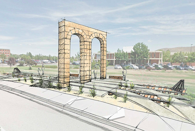 Convened as the Redevelopment Authority, the supervisors will consider a resolution to fund the V&T Engine House Arches Implementation Plan. The proposed design calls for a double-arch installation along Oxoby Loop in Mills Park (not along South Stewart Street, as pictured in the original plans above).