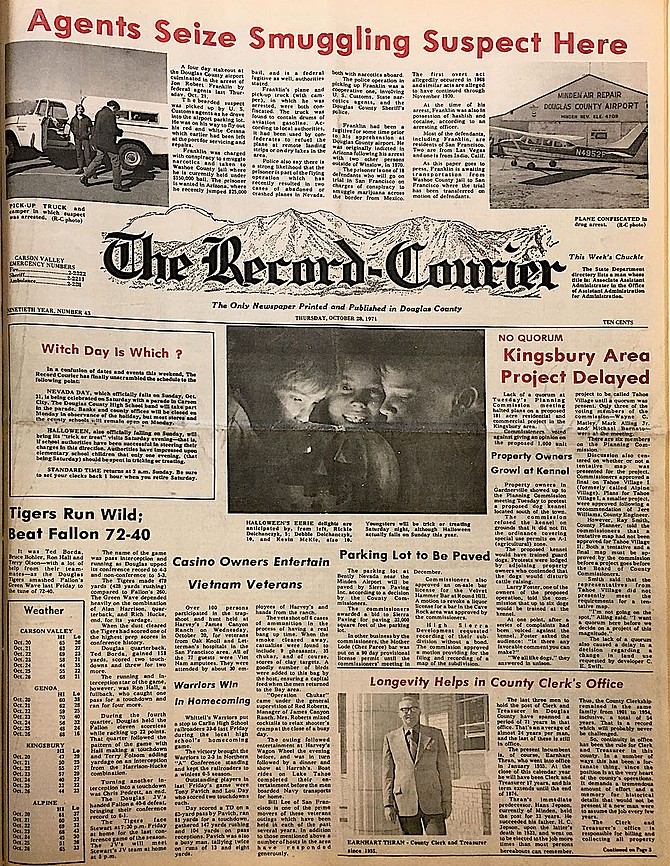 The Oct. 28, 1971, edition of The Record-Courier focuses on Nevada Day and Halloween, pretty much like every last October issue of The R-C over the last 50 years.