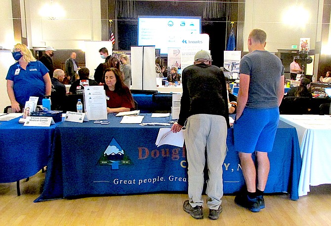 About 30 people came to Thursday's Job Fair and Expo at the CVIC Hall in Minden. The event was sponsored by the Carson Valley Chamber of Commerce.