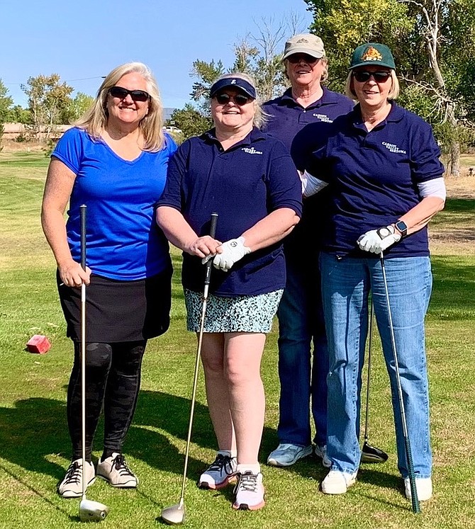 Sertoma members Susan Mickie, Birgit Okamoto, Peggy Frick and Dianne Ford pose for a photo at Carson Valley Golf Course