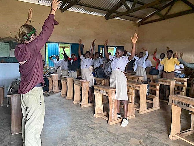University of Nevada, Reno and Nevada 4-H alum Connor Billman teaches youth in Ghana as part of the International Agricultural Education Fellowship Program. Photo courtesy of the Fellowship