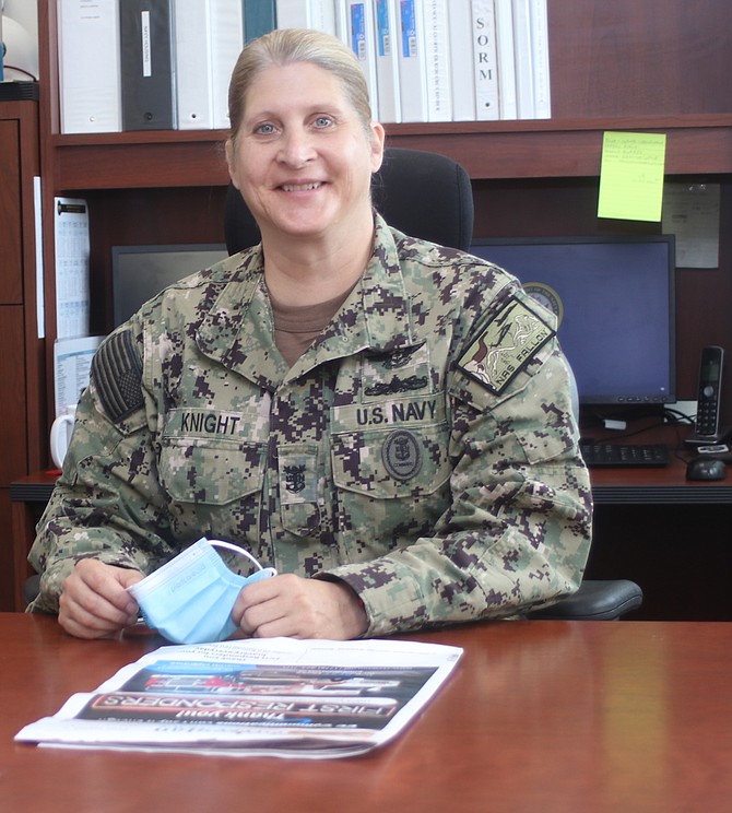 Command Master Chief Katherine Knight is the first female to occupy that position at Naval Air Station Fallon.