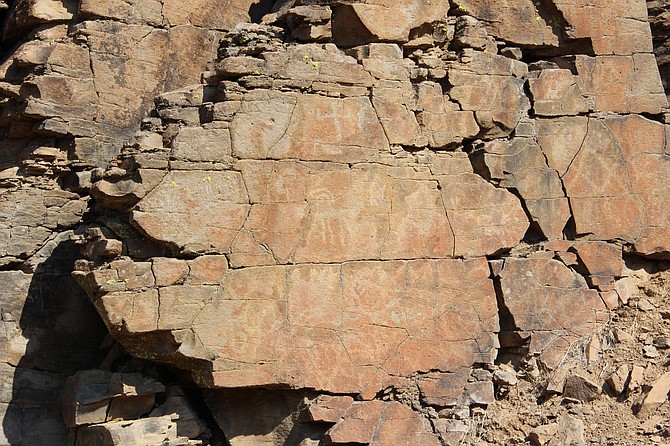 Dozens of petroglyphs can be found on this large rock panel in Griffith Canyon, located near Sparks.