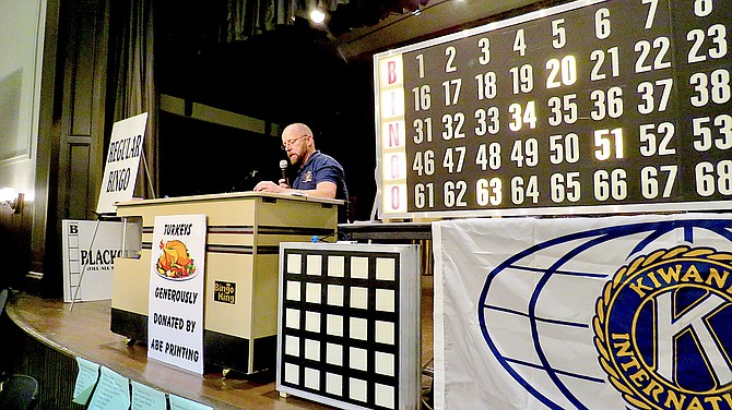 Dan Hamer calls the numbers at an earlier edition of the Kiwanis Club of Carson Valley's Turkey Bingo.