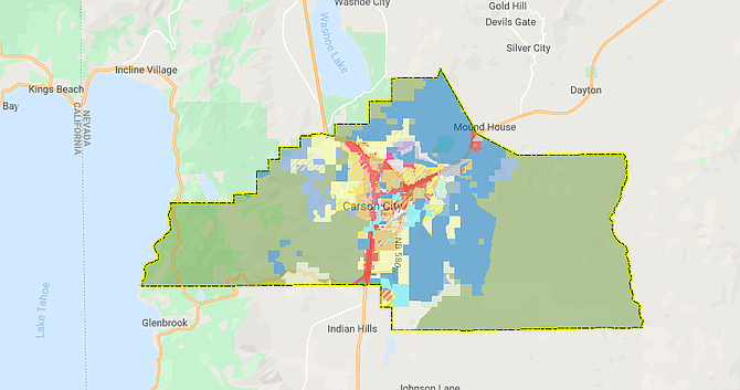 To access Carson City’s zoning map and review land use throughout the city, visit https://www.carson.org/government/departments-a-f/assessor/gis-public-site, follow the ‘Parcel Maps and Data’ link, and use the ‘Themes’ menu in the top right corner to toggle ‘Current Zoning.’