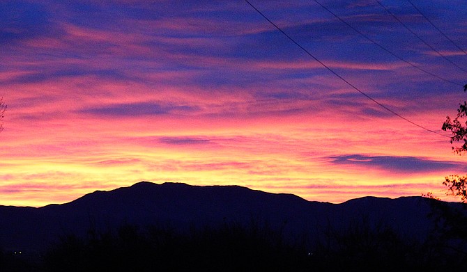 A little color at daybreak in Carson Valley on Monday morning. There might be some precipitation in the works for later in the week, but for now, it's just the wind.