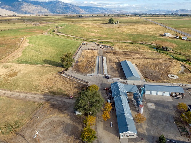 An aerial photo of the Storke Dairy located in Centerville.