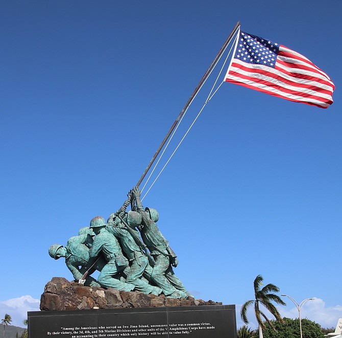 The Iwo Jima War Memorial at Marine Corps Base Hawaii, Kaneohe Bay, reminds visitors of the sacrifice Marines faced during World War II.