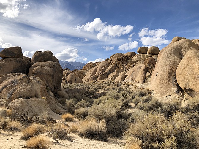 The distinctive granite rocks of Alabama Hills in Eastern California, where more than 400 movies and TV shows have been filmed since 1920.