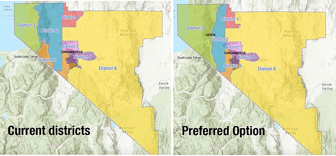 The current map and the option school board trustees picked on Tuesday.