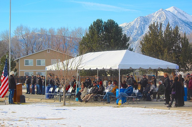Jobs Peak rises above the Garden Cemetery on Saturday for the Wreaths Across America ceremony.