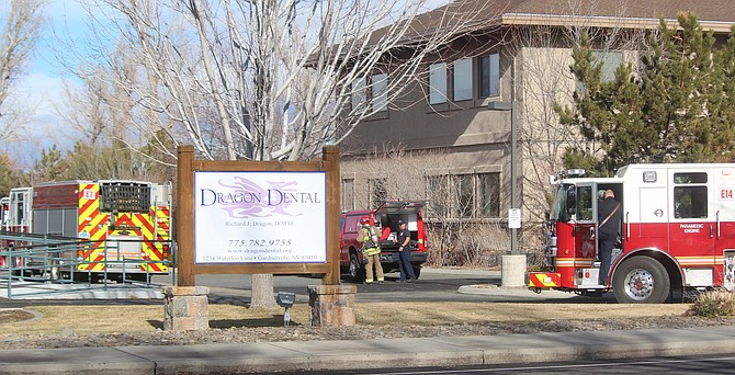 East Fork Fire Protection District first responders at a carbon monoxide call at Dragon Dental in Gardnerville around noon Dec. 22. The office was evacuated and four people said they had headaches, but no one was transported.