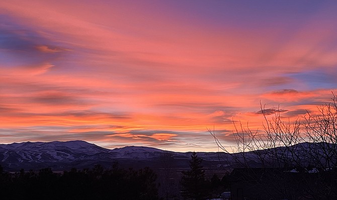 The red sunrise on Monday was an indication of the impending wind storm in this photo by Foothill resident Margaret Pross.
