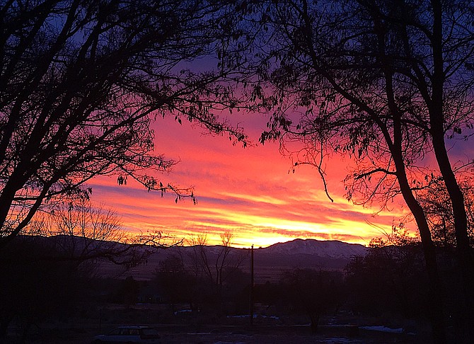 The sky was on fire this morning. The forecast indicates we'll have mild weather.