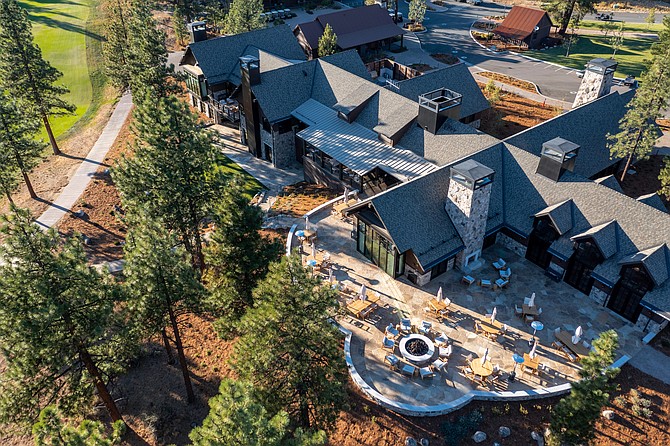 An aerial view of the Clear Creek Tahoe club house.