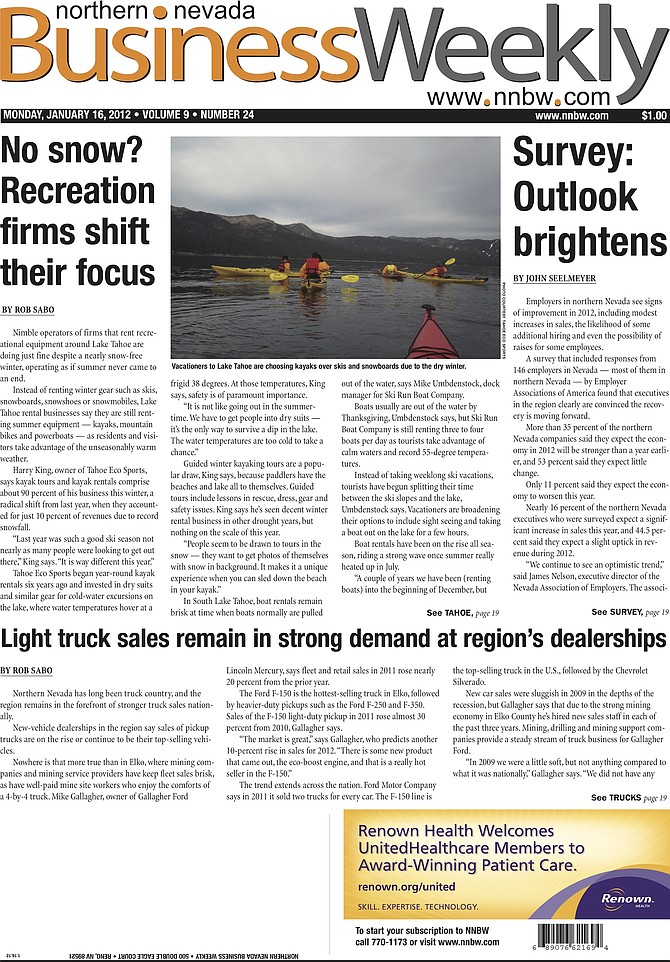 Cover page of the Jan. 16, 2012, Northern Nevada Business Weekly