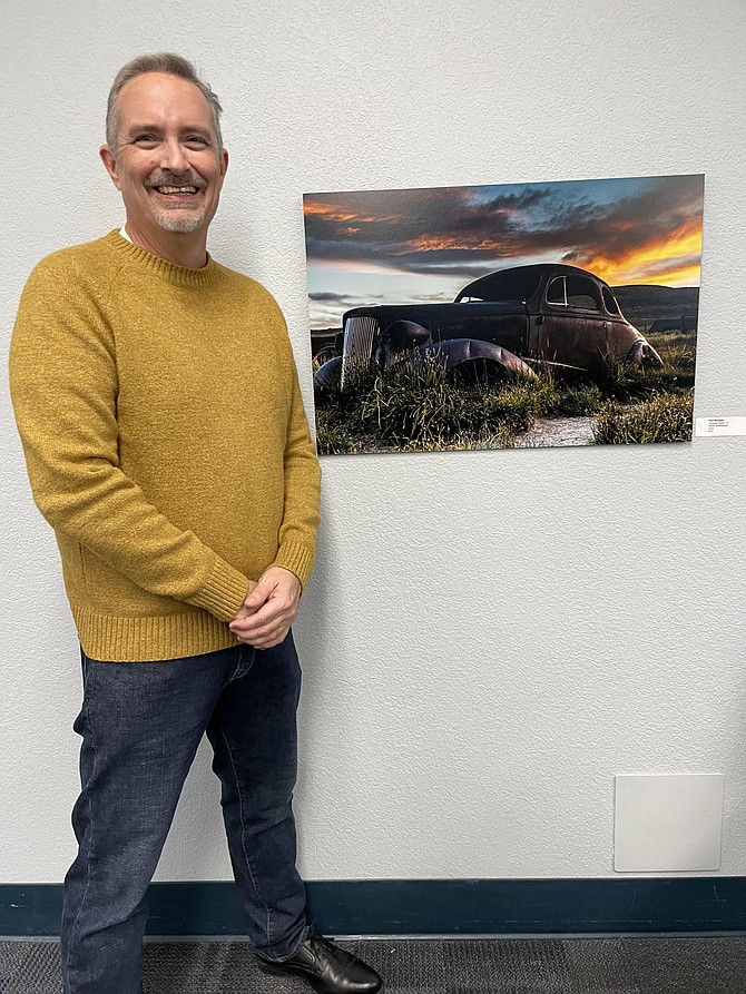 Paul Mudgett with Timeless, Bodie, Calif., 2018; digital photograph of the old car, 2018