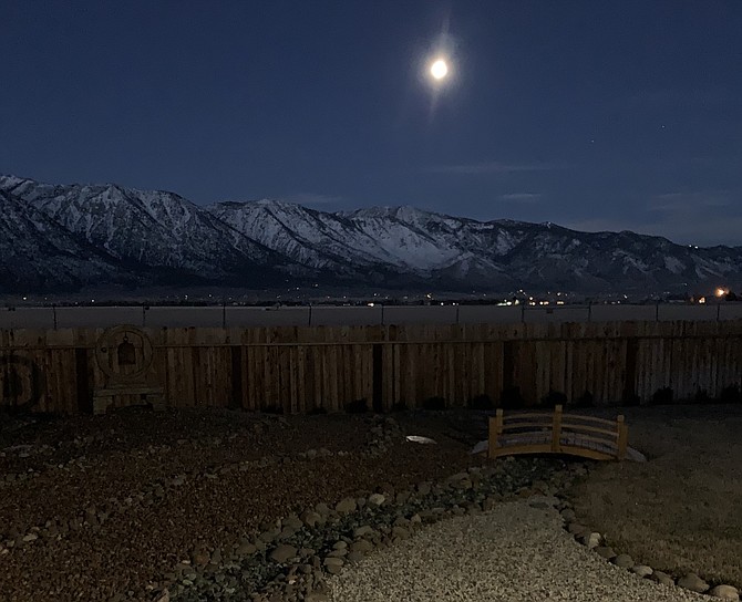 The full moon brightens the landscape overnight in this photo by Gardnerville resident Michael Smith.