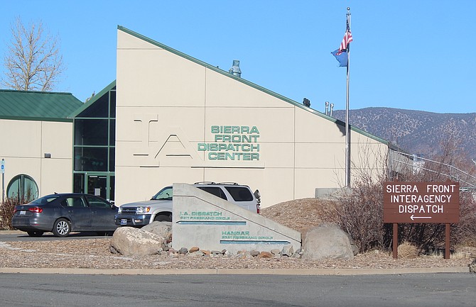 The Sierra Front Interagency Dispatch Center at Minden-Tahoe Airport. Firefighters have brought portable control towers the airport during big fires.