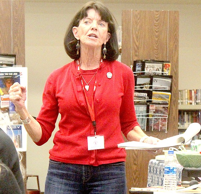 Assemblywoman Robin Titus addresses voting and redistricting concerns at the January meeting of the Fernley Republican Women.