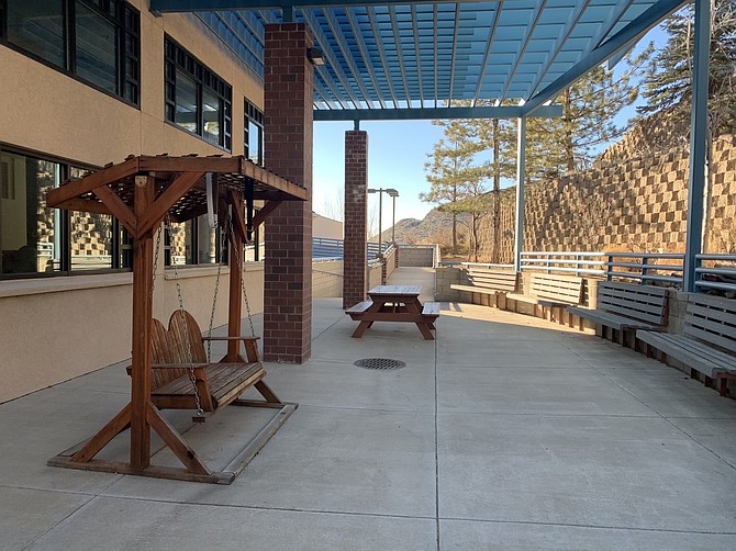 The Chamber of Commerce’s leadership class will renovate the back patio area to be more accessible and engaging for Eagle Valley Children’s Home residents. (Photo: Faith Evans/Nevada Appeal)