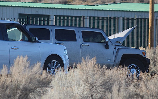 An SUV that was involved in a two vehicle collision at Highway 395 on Friday afternoon.