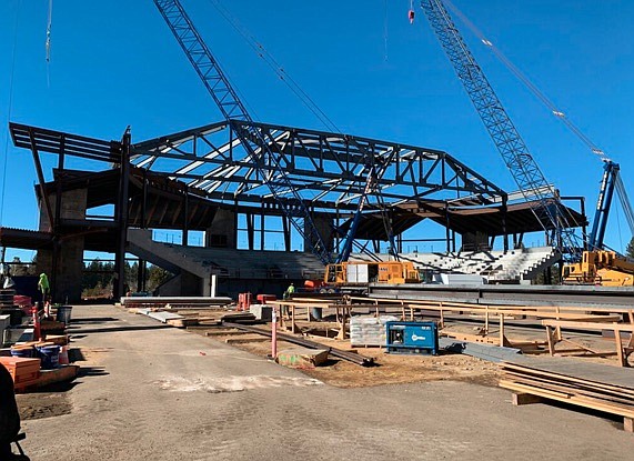 The South Tahoe Events Center rises in Stateline.