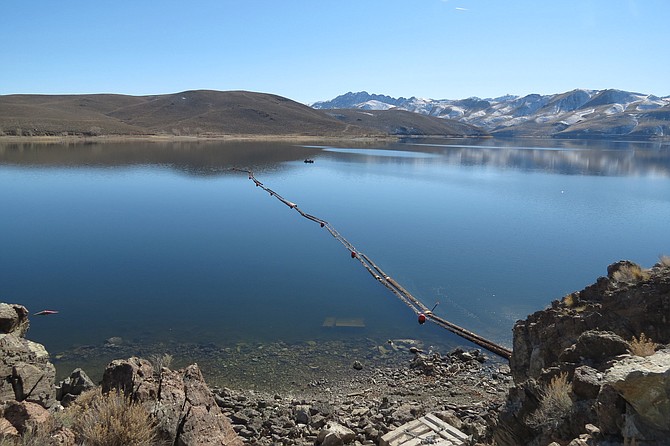 A floating log breakwater has been completed at the Topaz Lake Campground ahead of schedule and under budget