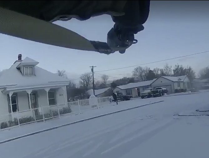 A screen grab from body camera footage released by the Carson City Sheriff's Office.