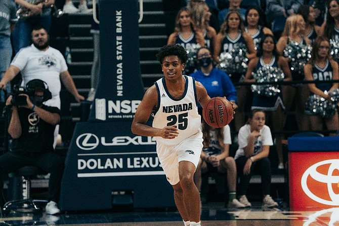 Nevada’s Grant Sherfield shown in a game against Minnesota-Duluth on Dec. 15, 2021 at Lawlor Events Center in Reno. (Photo: Nevada Athletics)
