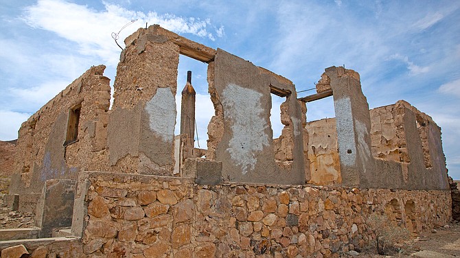 Ruins found in the old mining company town of Blair, located two miles northwest of Silver Peak.