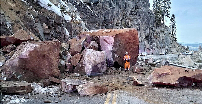 A rockslide Thursday has closed U.S. Highway 50 at Echo Summit.
Provided/CHP