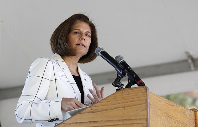 U.S. Sen. Catherine Cortez Masto, D-Nevada, speaks at the 23rd Annual Lake Tahoe Summit at South Lake Tahoe, Calif., on Aug. 20, 2019.