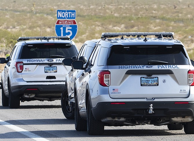 Nevada Highway Patrol investigates a fatal crash on Interstate 15 near Jean on Aug. 30, 2021.