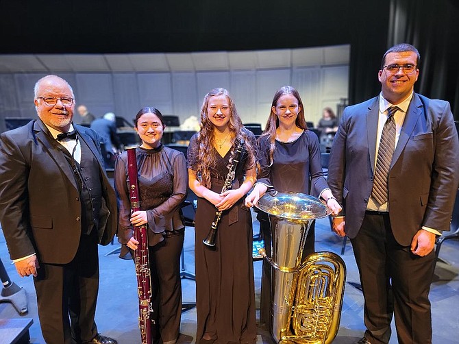 John Ruby, Jazmine Wong-Fortunato, Kyra Fields, Emma Thomsen and Nick Jacques at the Capital City Community Band’s Salute To Young Musicians Concert.