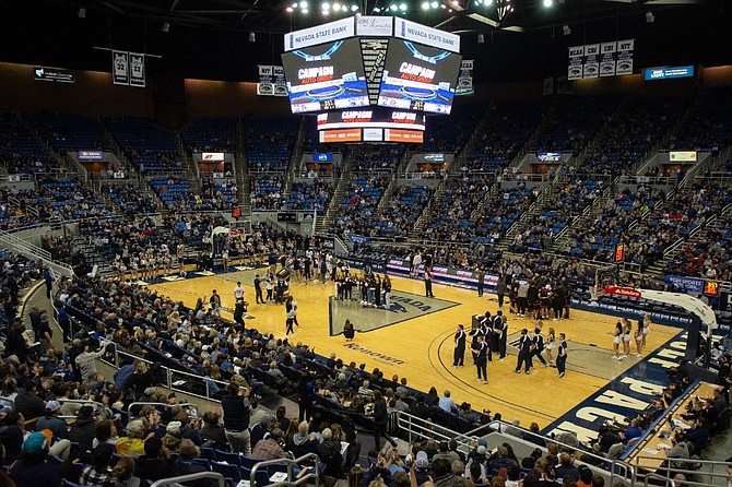 Nevada basketball seniors are honored at Lawlor Events Center during the final home game of the season against San Diego State on March 5, 2022.