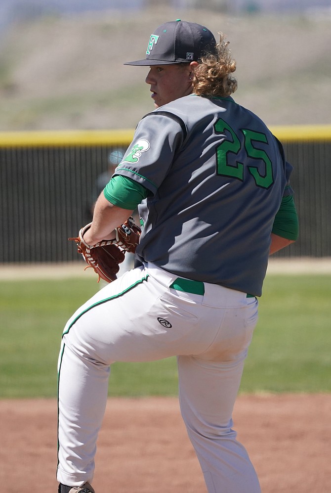 Fallon senior Damien Towne struck out six in three innings in the Wave’s win over Wooster on Saturday.