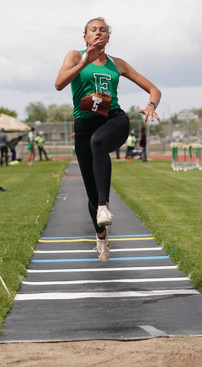 Fallon sophomore Jessalyn Lewis won the triple jump in the four-team meet Saturday in Minden.