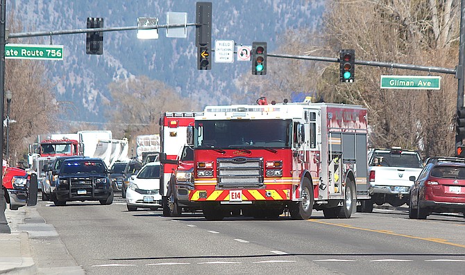 A collision backed up traffic through Gardnerville on Tuesday morning.