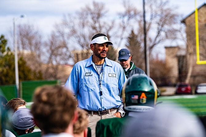 Colorado State football coach Jay Norvell during spring practice on March 22, 2022.