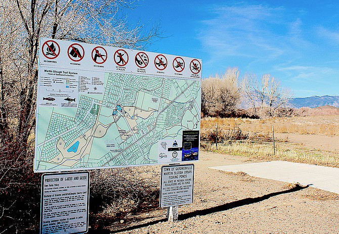 A sign at the Gardnerville side of Martin Slough Trail.