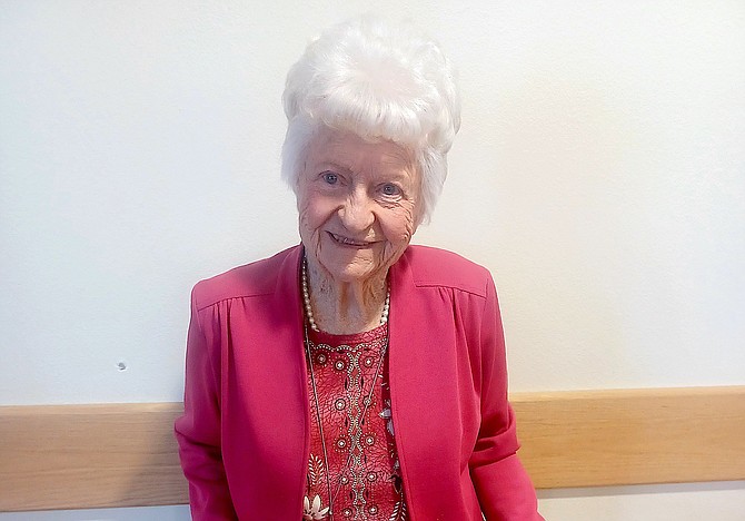 Hazel Boulay celebrates her 99th birthday on Wednesday at the Douglas County Community & Senior Center in Gardnerville.