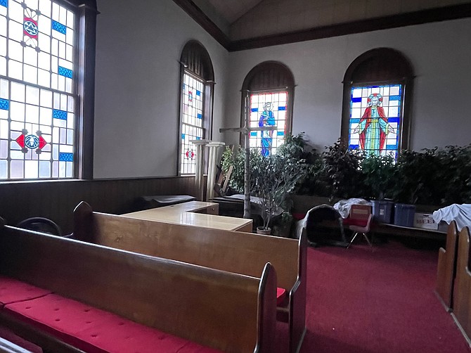 Church members have been preparing the old sanctuary to host McAvoy Layne for a fundraiser May 4.