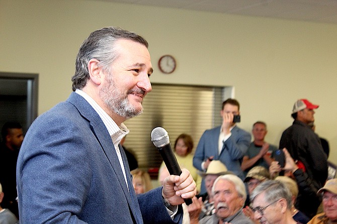 Sen. Ted Cruz addresses a crowd at the Douglas County Community & Senior Center on in April.