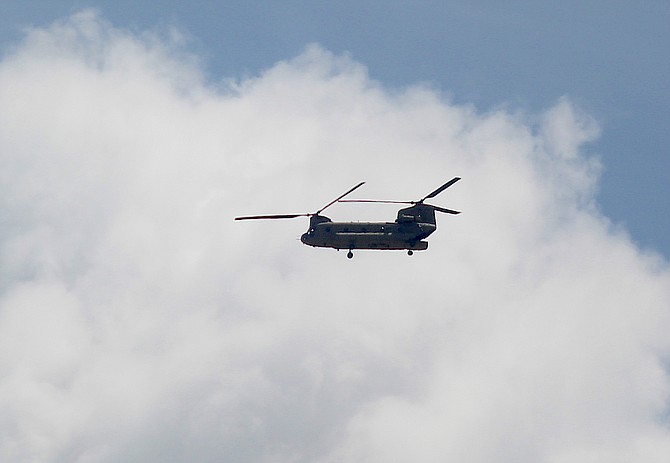 Two CH-47 helicopters flew over Carson Valley on Saturday. There may be more where those came from at Minden-Tahoe Airport sometime this week participating in a statewide military exercise.