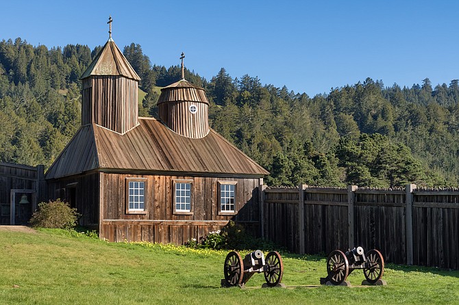 The restored Russian Orthodox Chapel is one of the buildings found at California’s Fort Ross State Park, located near the town of Jenner on the California’s coast.