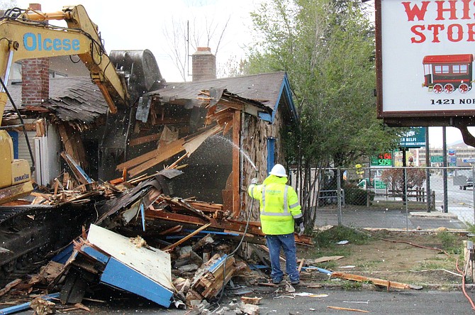 FISH and Plenium Builders began demolishing the Whistle Stop Inn on Tuesday morning.