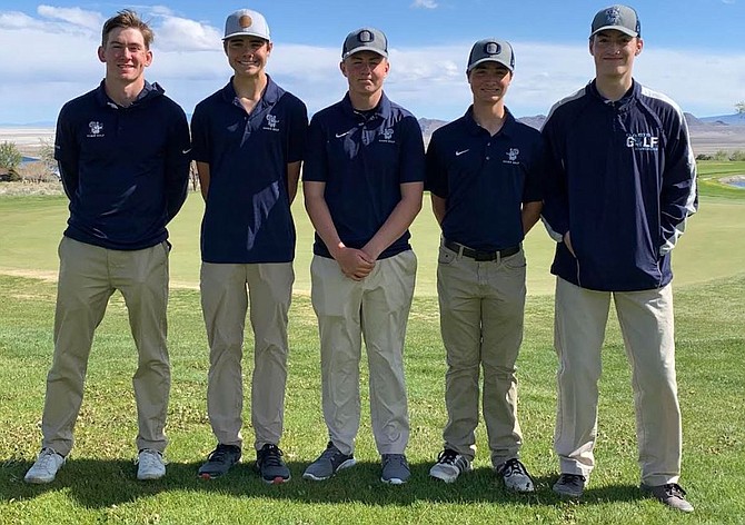 The Oasis Academy golf team members are, from left, Trevor Halloran, Fenn Mackedon, Tyler Siebecker, Andrew Catlin and Connor Oceguera.