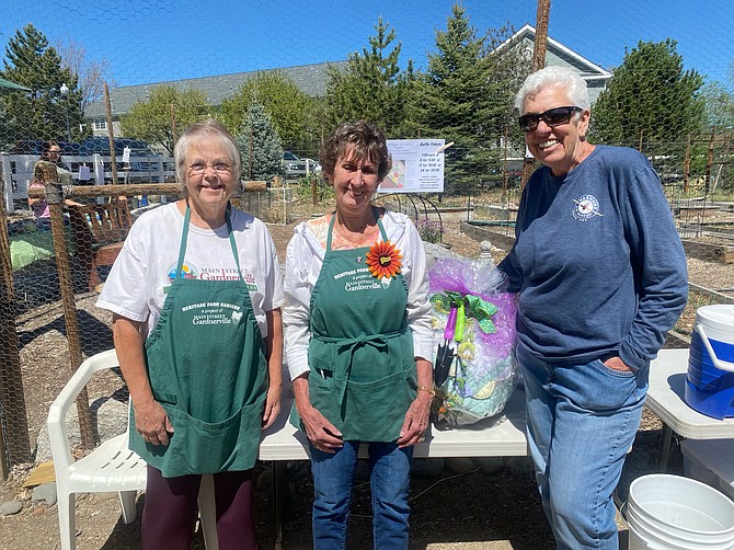 Sandi Morrison, Pam Sbragia and Donna Werner are all volunteers who help upkeep the gardens.